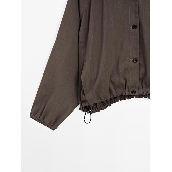 Linen blend bomber jacket цвет: Шоколадный