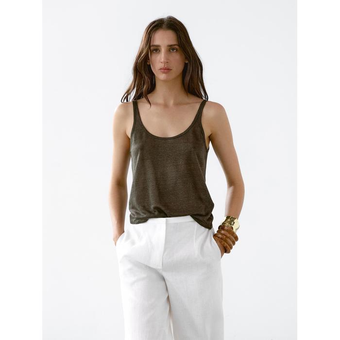 100% linen tank top цвет: Хаки