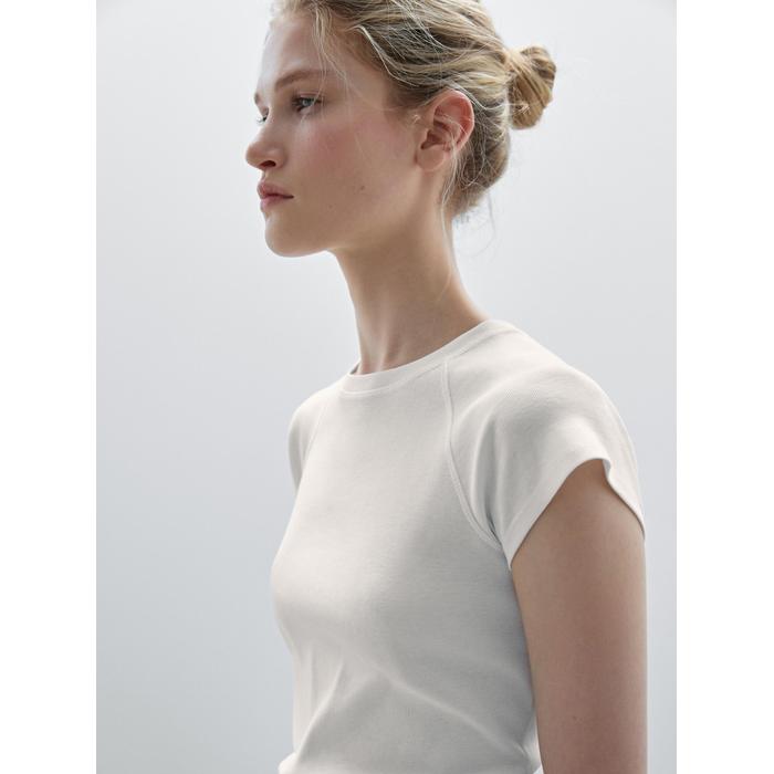 100% cotton raglan fitted T-shirt цвет: Белый
