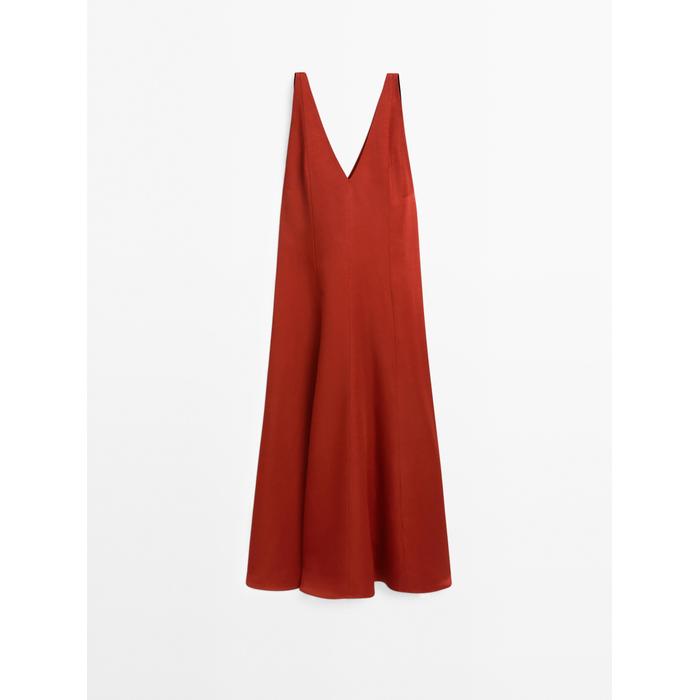 Long fluid flared dress цвет: Жжено-оранжевый