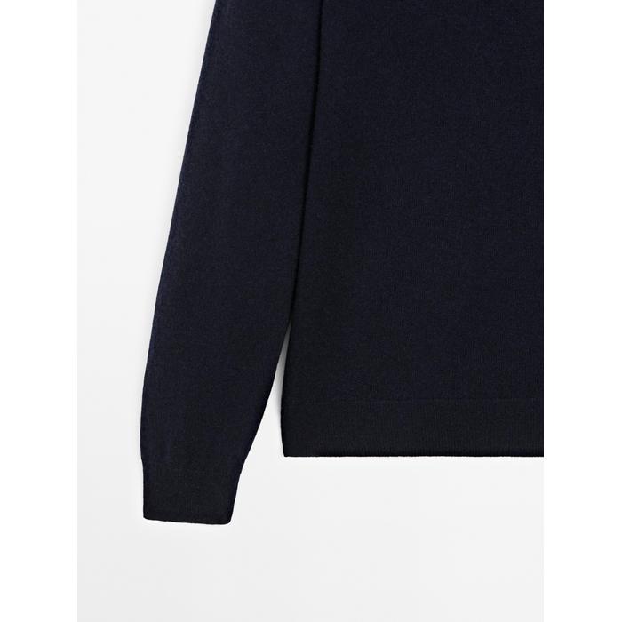 Rib knit polo 100% cashmere цвет: Темно-синий