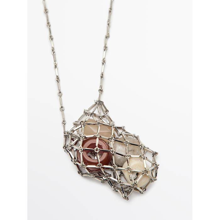 Stone net necklace цвет: Серебряный
