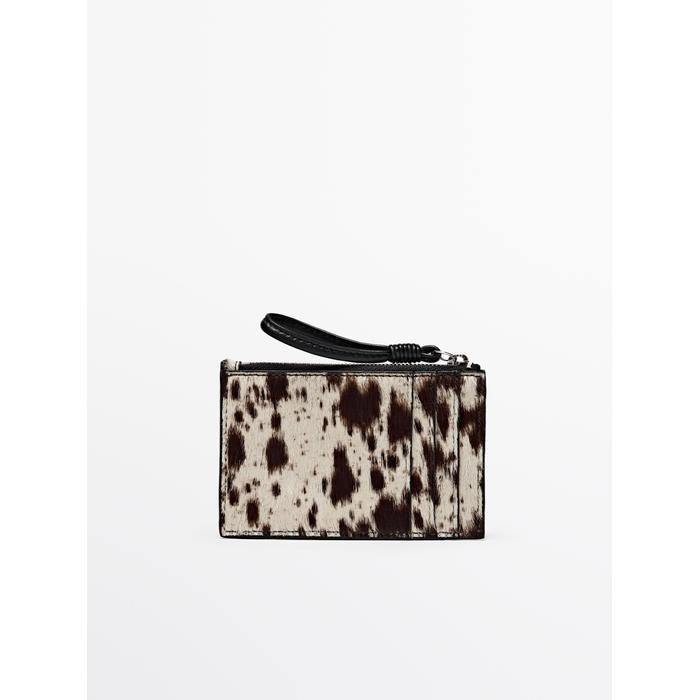 Small animal print leather wallet цвет: Белый