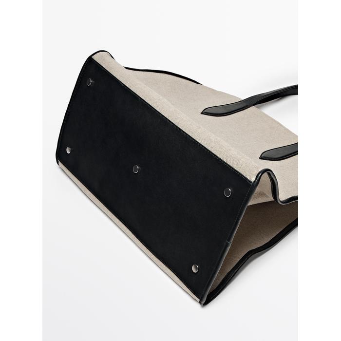 Woven leather maxi tote bag цвет: Бежевый
