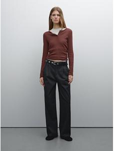 Cotton blend knitted T-shirt цвет: Бургундский