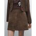 Suede leather mini skirt цвет: Коричневый