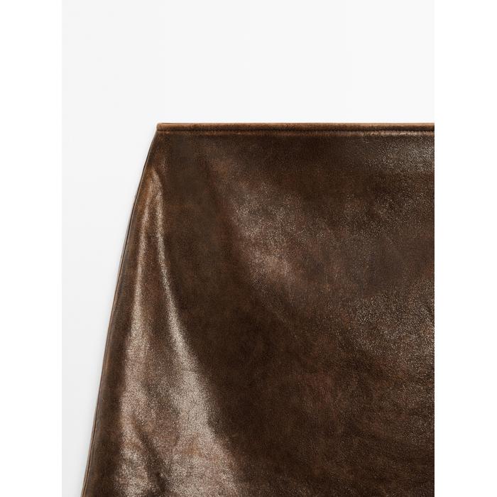 Nappa leather mini skirt цвет: Коричневый