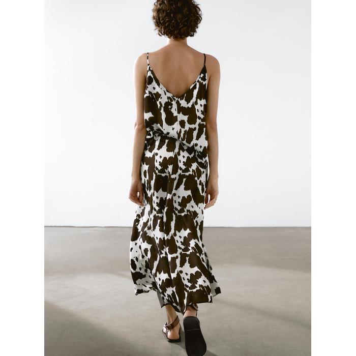 Fluid strappy top with animal print цвет: Шоколадный