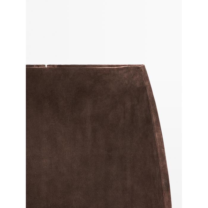 Suede leather mini skirt цвет: Коричневый