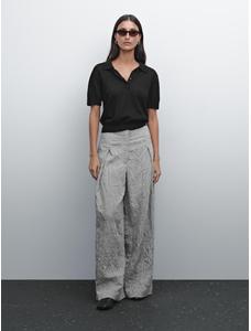 Openwork polo knit linen blend jumper цвет: Черный