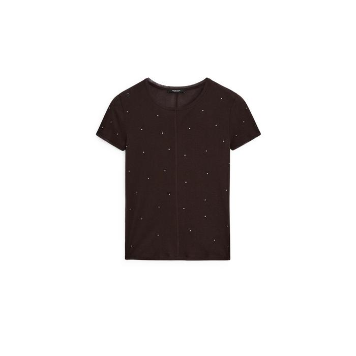 T-shirt with metallic studs detail цвет: Коричневый