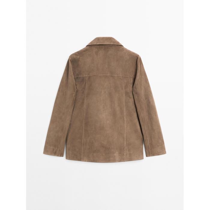 Fluid suede leather jacket цвет: Кротово-коричневый