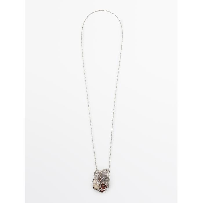Stone net necklace цвет: Серебряный