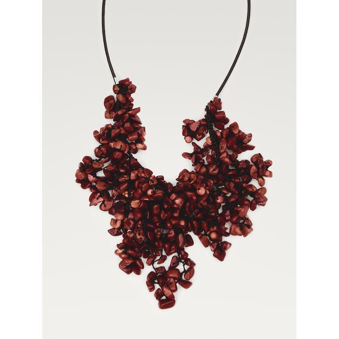 LEATHER CORD NECKLACE WITH STONES цвет: Коралловый