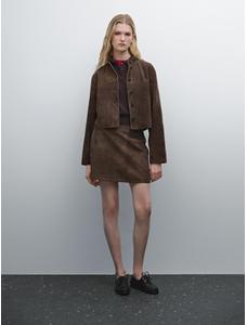 Suede leather mini skirt цвет: Коричневый