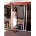 Flared Midi Dress with Stripes цвет: Натуральный, кремовый