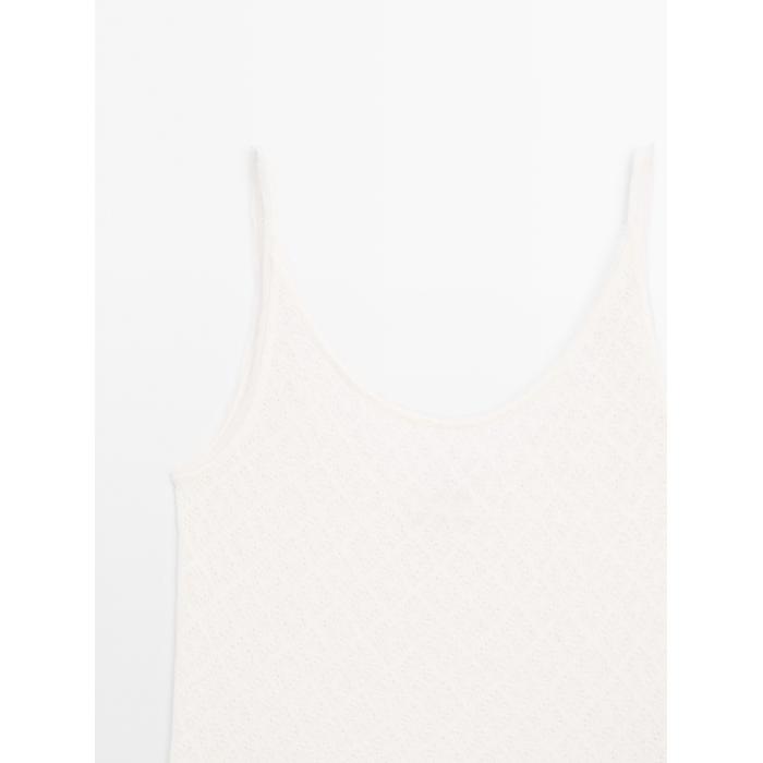 Top with openwork straps and linen цвет: Натуральный, кремовый