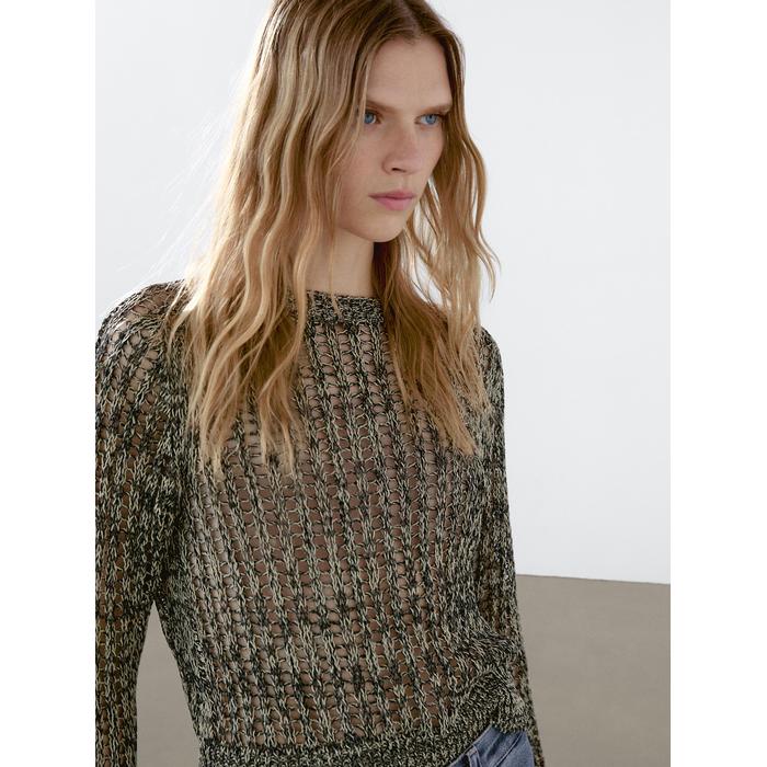 Open-knit sweater with cotton цвет: Желтый