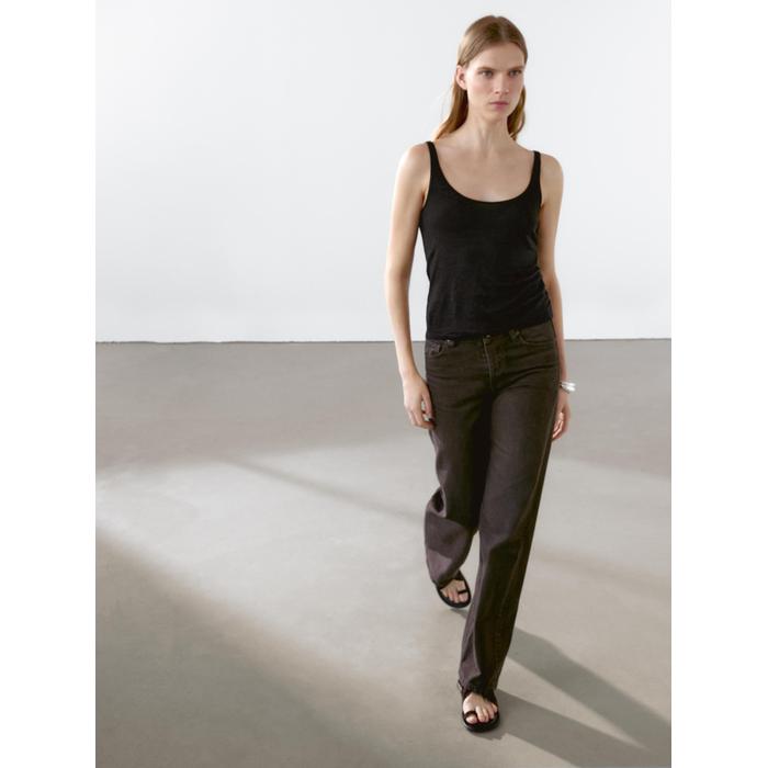 100% linen tank top цвет: Черный
