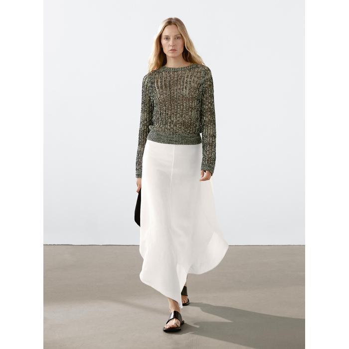 Open-knit sweater with cotton цвет: Желтый