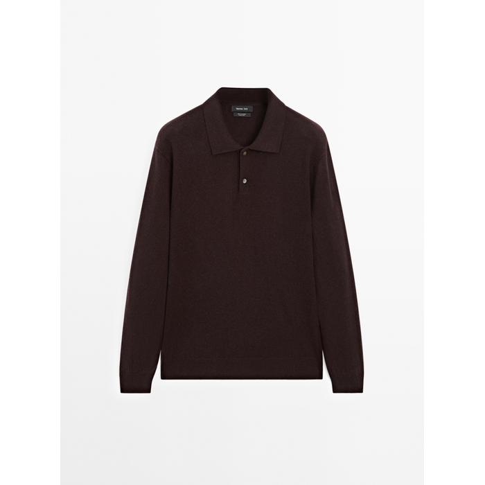 Rib knit polo 100% cashmere цвет: Гранатовый