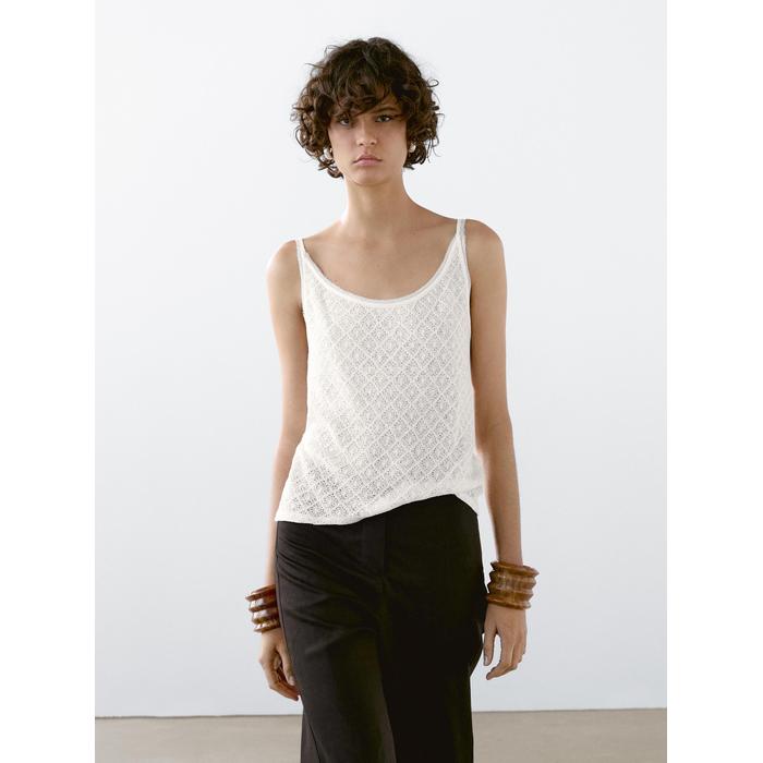 Top with openwork straps and linen цвет: Натуральный, кремовый