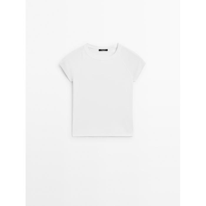 100% cotton raglan fitted T-shirt цвет: Белый