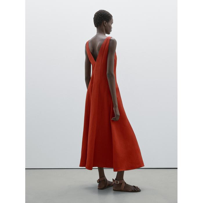 Long fluid flared dress цвет: Жжено-оранжевый