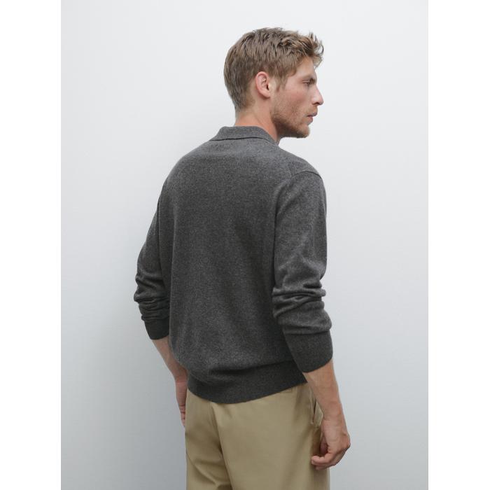 Rib knit polo 100% cashmere цвет: Серый средний