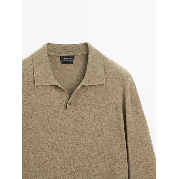 Rib knit polo 100% cashmere цвет: Хаки
