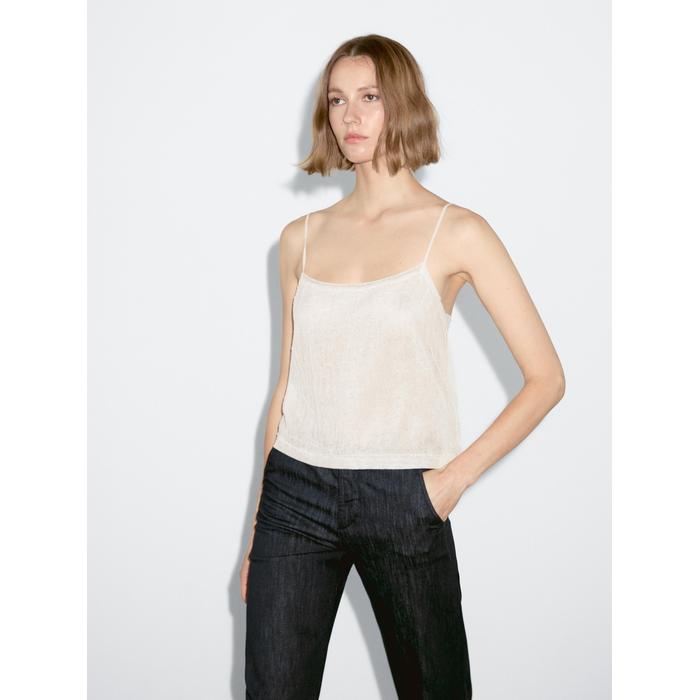 Fluid embroidered strappy top цвет: Натуральный, кремовый