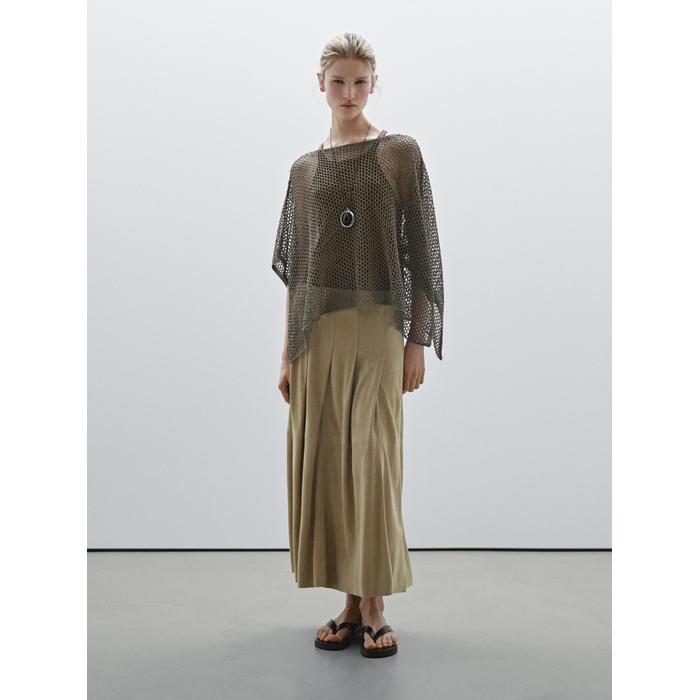 Short openwork knit cape цвет: Коричневый