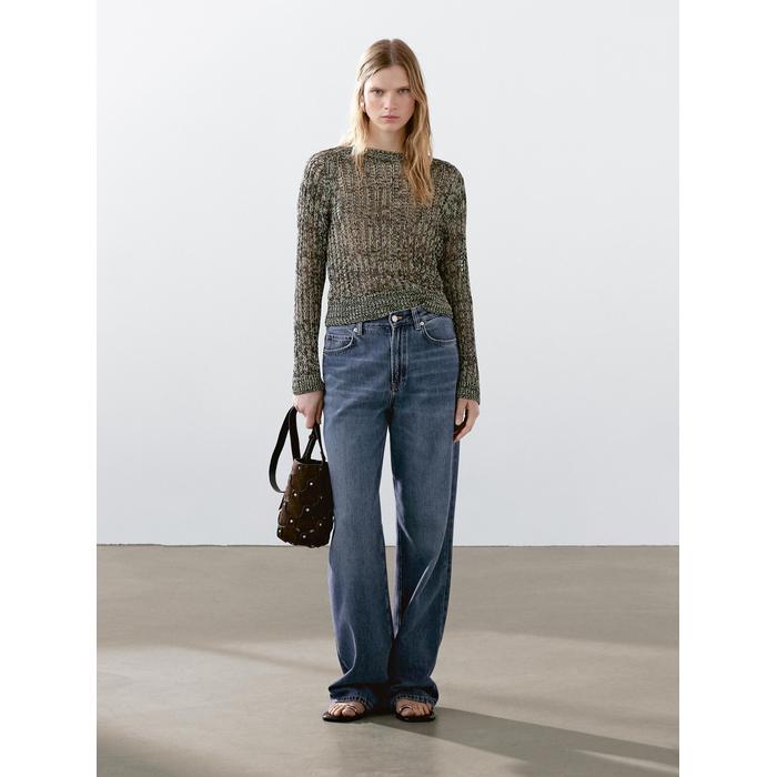 Open-knit sweater with cotton цвет: Желтый