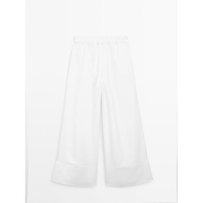 Wide-leg pants with contrast topstitching цвет: Белый