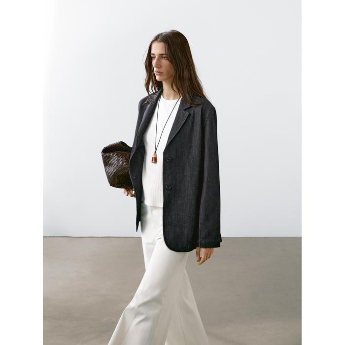 Loose-Fit Denim Blazer цвет: Черный