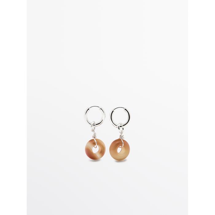 Hoop earrings with stone цвет: Горчично-желтый