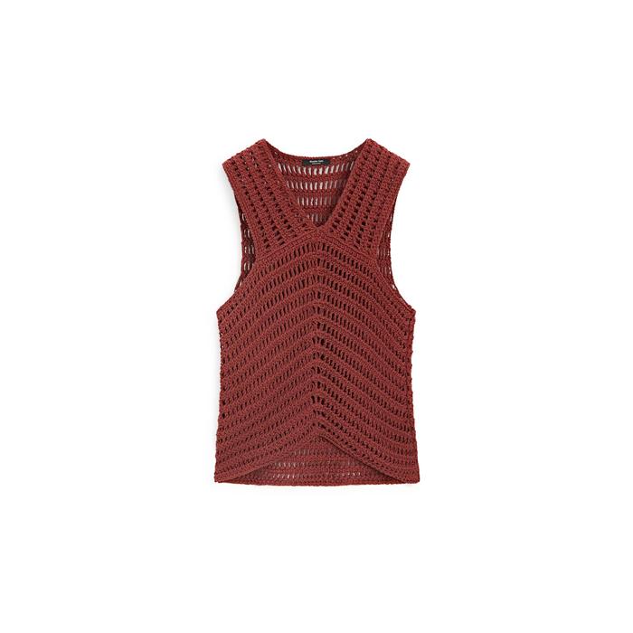 Openwork Crochet Knit Top цвет: Цвет черепицы