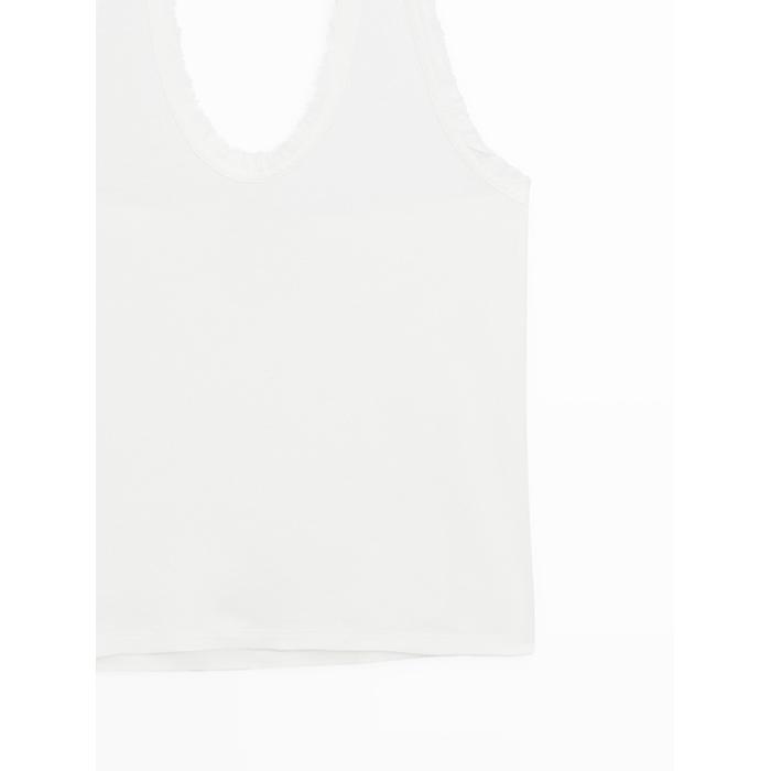 Slim halter top with frayed edges цвет: Натуральный, кремовый
