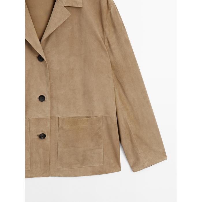 Flowing suede leather blazer цвет: Песочный