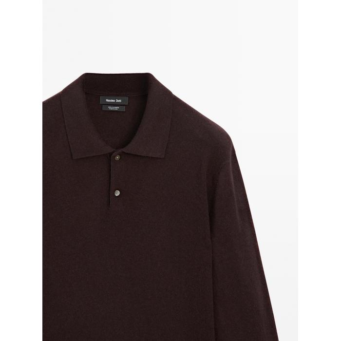 Rib knit polo 100% cashmere цвет: Гранатовый