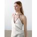 Satin halter top with vivid detail цвет: Натуральный, кремовый