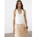 Slim halter top with frayed edges цвет: Натуральный, кремовый