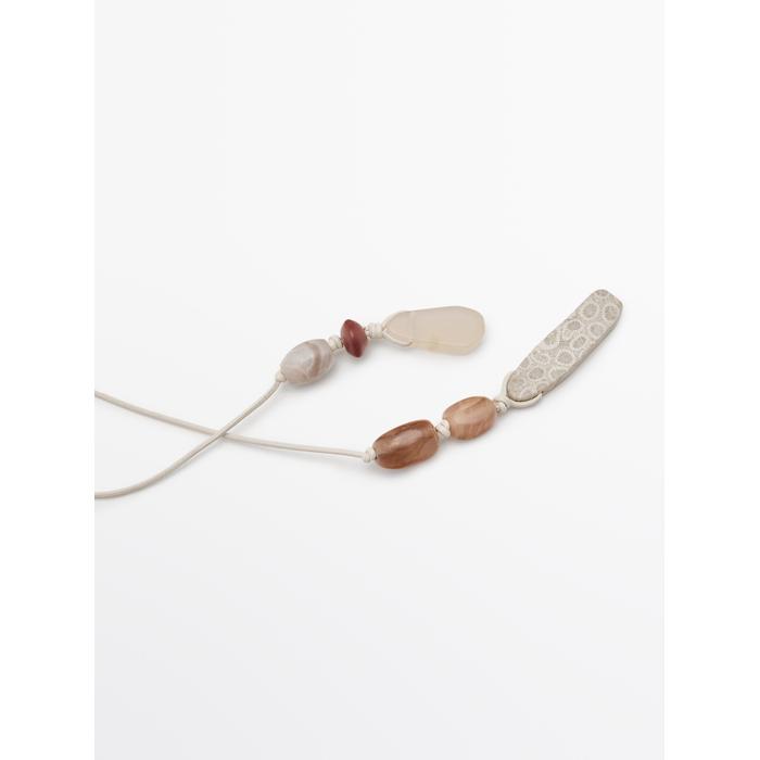 Misplaced-style leather cord belt with stones цвет: Жемчужно-серый