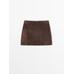Suede leather mini skirt цвет: Коричневый