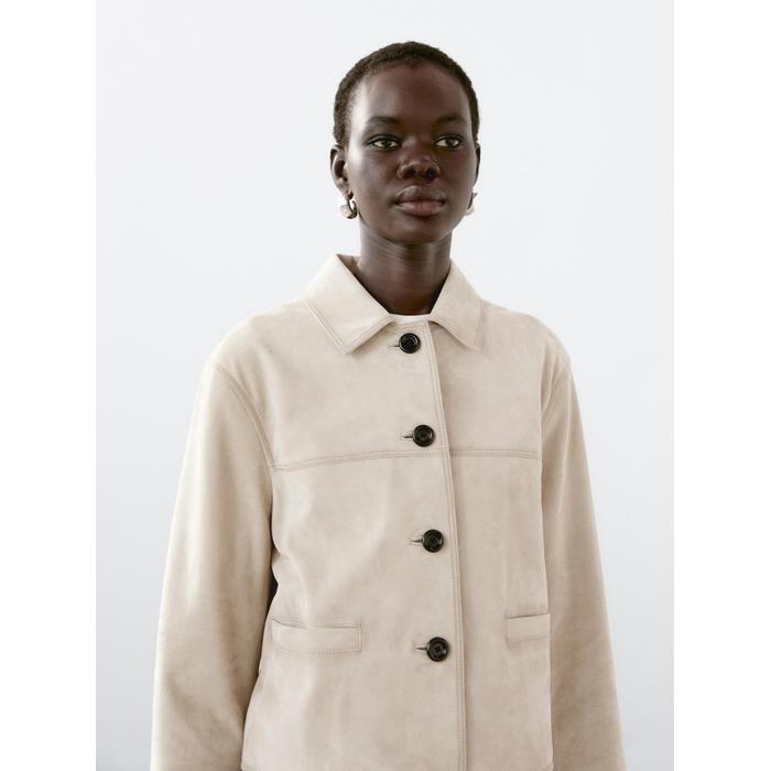 Short jacket with suede stitching цвет: Цвет льда
