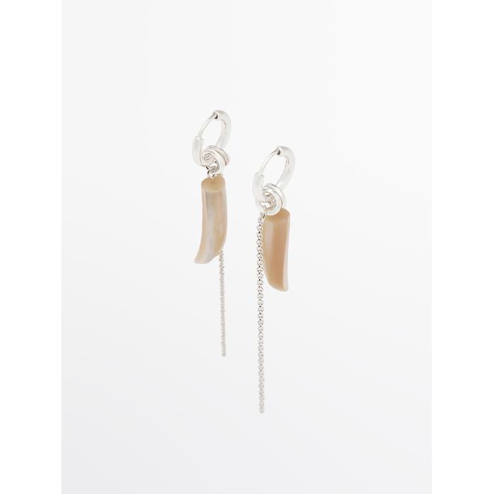 Hoop earrings with stone цвет: Цвет кости
