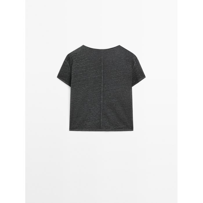 Short sleeve T-shirt 100% linen цвет: Свинцовый