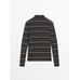 Striped polo neck knit sweater цвет: Серый меланжевый