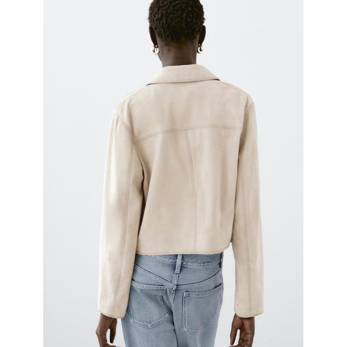 Short jacket with suede stitching цвет: Цвет льда