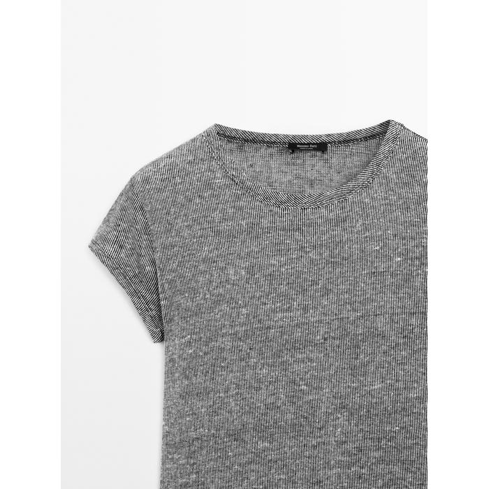 Short sleeve linen striped t-shirt цвет: Черный
